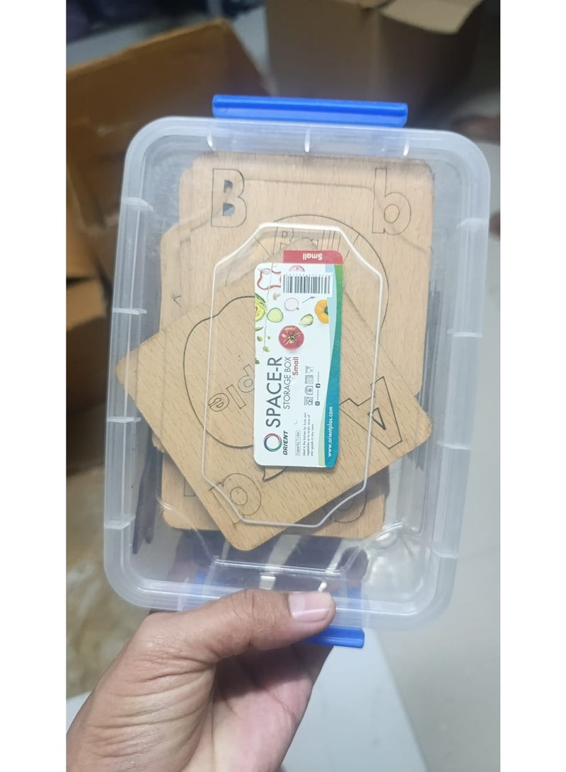 Clicko 3-in-1 Wooden Alphabet Puzzle and Drawing Stencil Set for Kids - Montessori Educational Letter Recognition Tiles with Uppercase & Lowercase Letters - Natural Wood Learning & Tracing Toy - Image 2